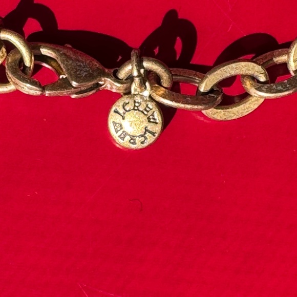 J Crew Art Deco Statement Necklace Blue, Purple, Yellow, Rhinestone Gold Tone - Picture 8 of 10